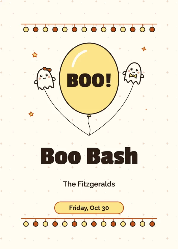 Boo Balloon — Boo Bash Halloween invitation