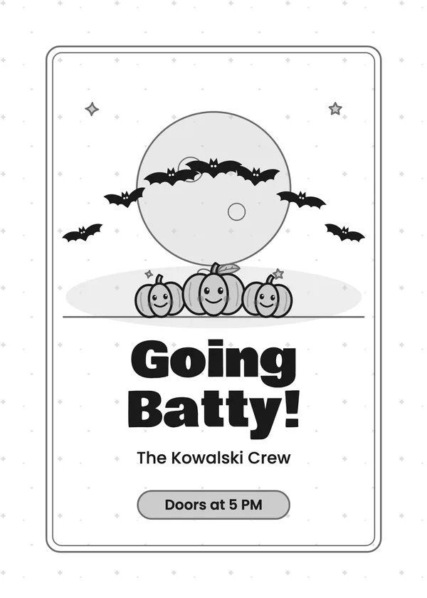 Going Batty — Black Cats & Bats Halloween invitation