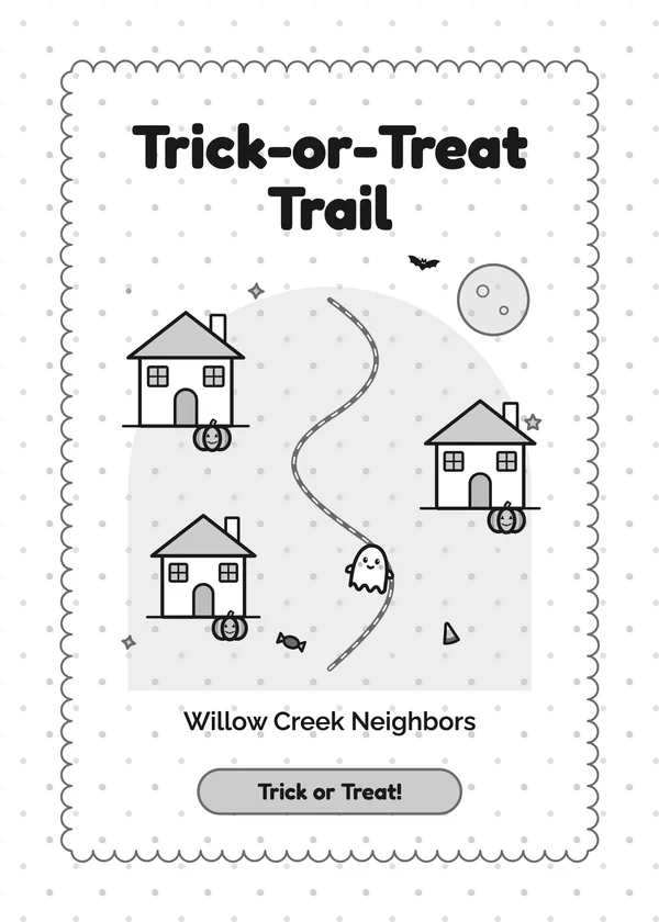Trick-or-Treat Trail — Candy & Trick-or-Treat Halloween invitation