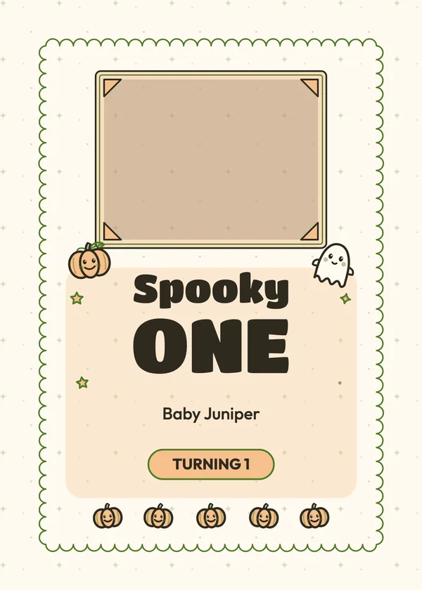 Spooky ONE — Kids' Halloween Birthday Halloween invitation with a photo window