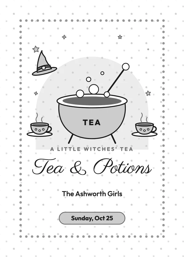 Cauldron Tea — Little Witches' Tea Party Halloween invitation