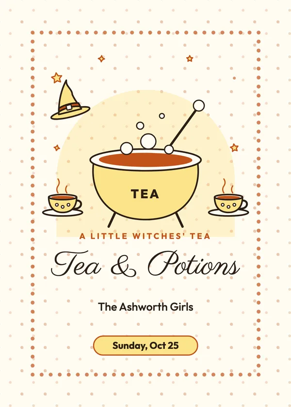 Cauldron Tea — Little Witches' Tea Party Halloween invitation