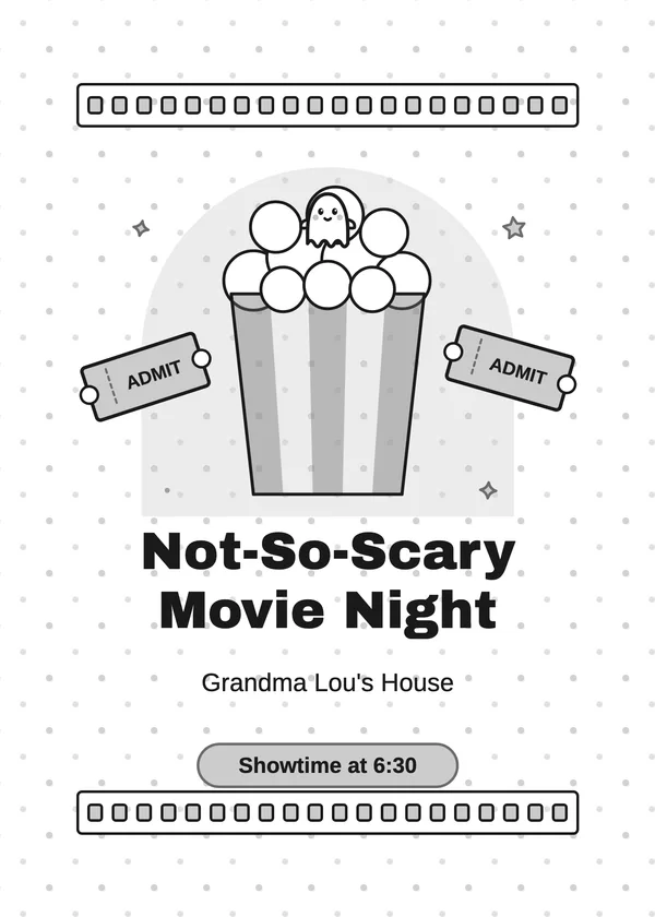 Popcorn & Tickets — Family Movie Night Halloween invitation