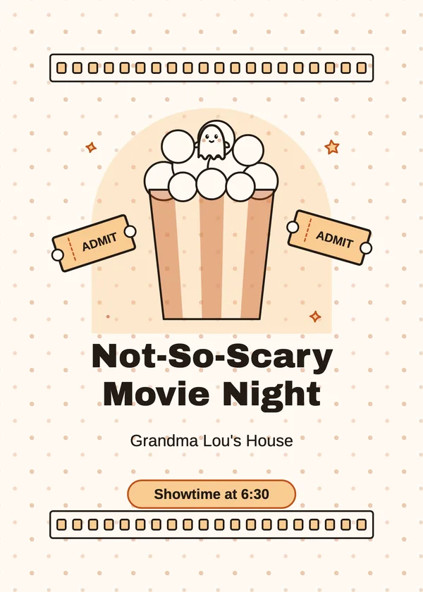 Popcorn & Tickets — Family Movie Night Halloween invitation