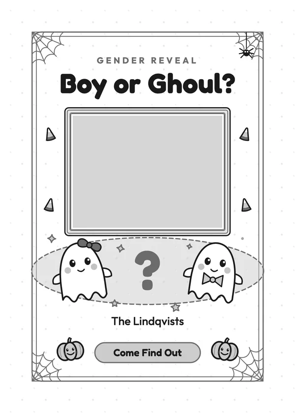 Boy or Ghoul? — Halloween Gender Reveal Halloween invitation with a photo window
