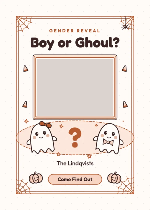 Boy or Ghoul? — Halloween Gender Reveal Halloween invitation with a photo window