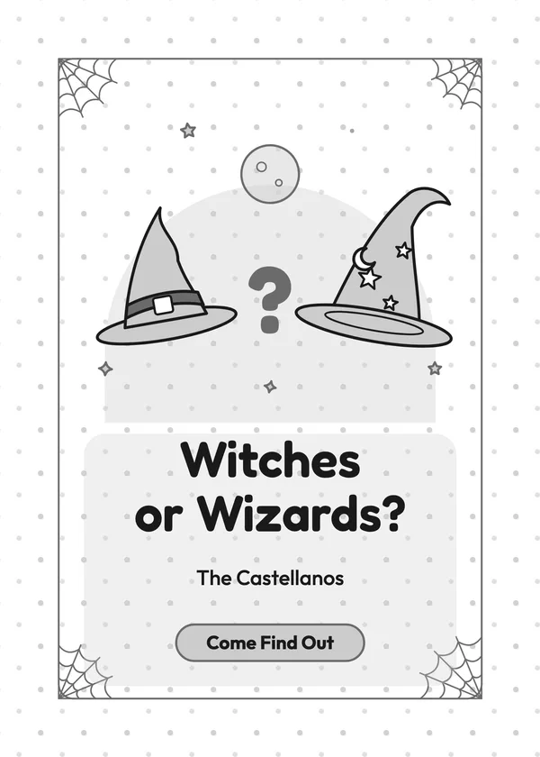 Witches or Wizards? — Halloween Gender Reveal Halloween invitation