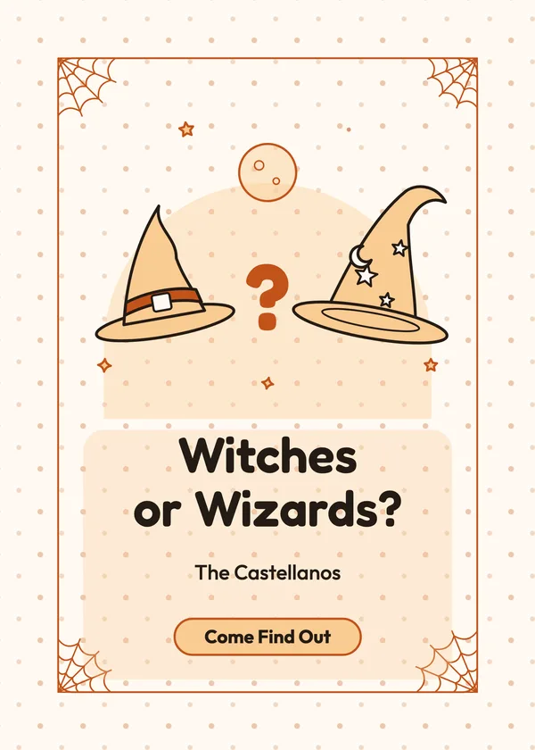 Witches or Wizards? — Halloween Gender Reveal Halloween invitation