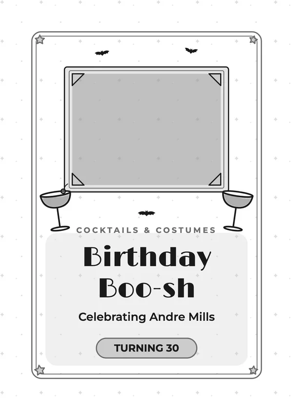 Birthday Boo-sh — Grown-Up Halloween Birthday Halloween invitation with a photo window