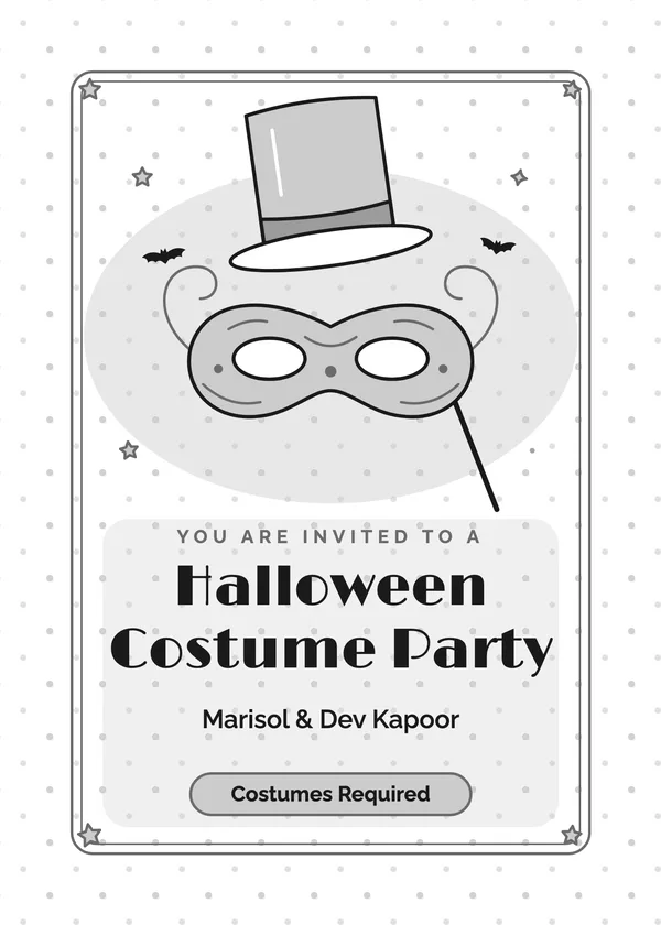 Mask & Top Hat — Costume Party Halloween invitation