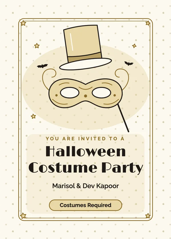 Mask & Top Hat — Costume Party Halloween invitation