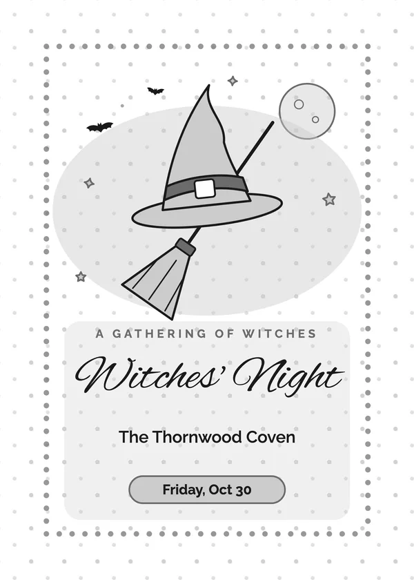 Witch Hat & Broom — Witches' Night Halloween invitation