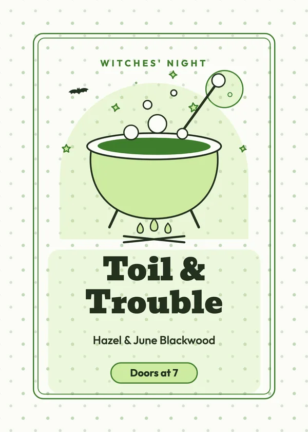 Bubbling Cauldron — Witches' Night Halloween invitation