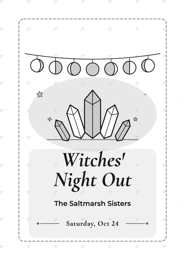 Moon Phases & Crystals — Witches' Night Halloween invitation