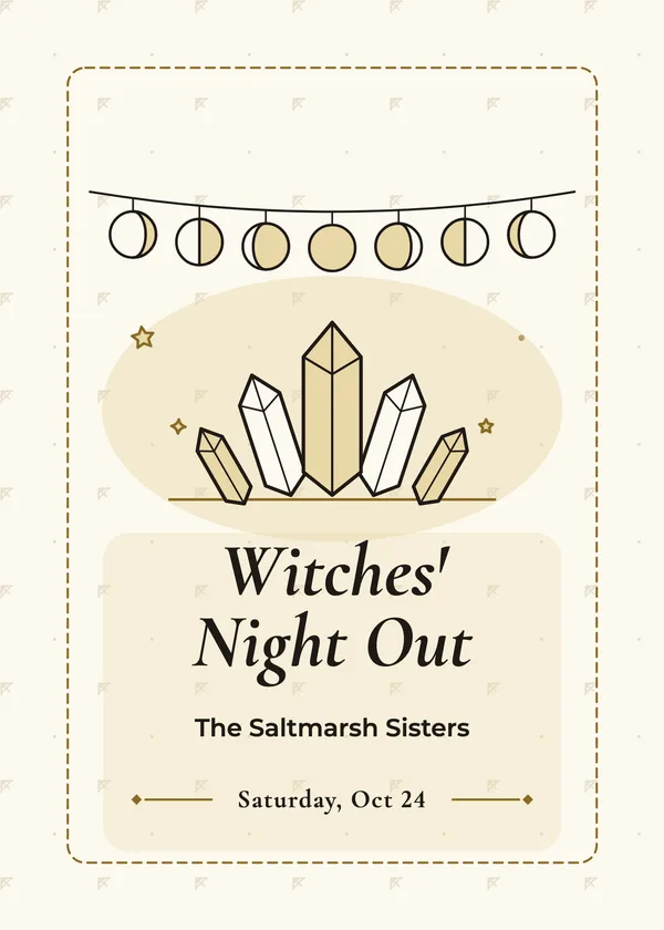 Moon Phases & Crystals — Witches' Night Halloween invitation