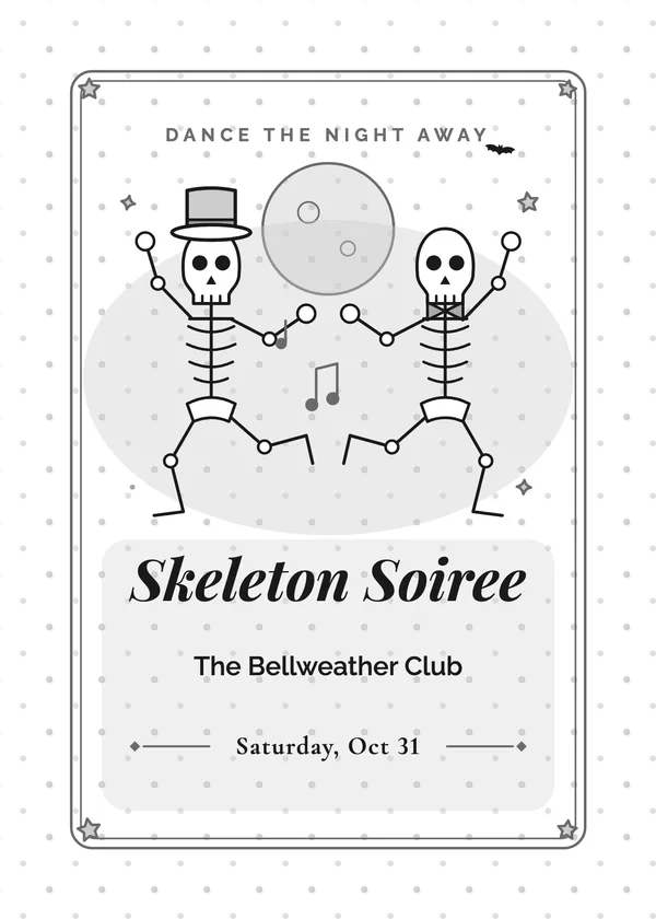 Dancing Skeletons — Skeleton Soiree Halloween invitation