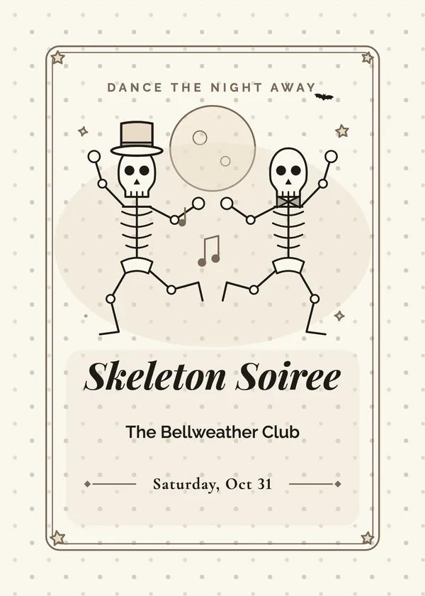 Dancing Skeletons — Skeleton Soiree Halloween invitation