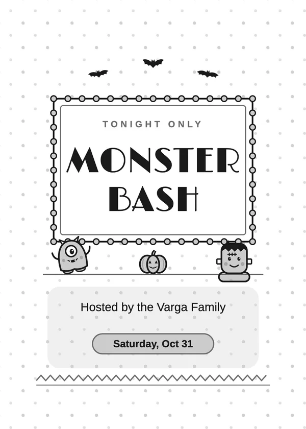 Monster Marquee — Monster Bash & Zombies Halloween invitation