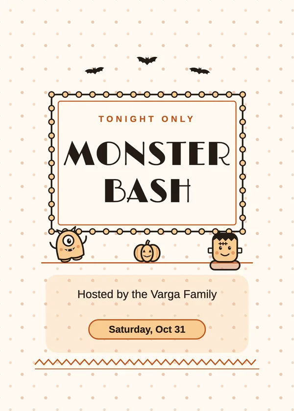 Monster Marquee — Monster Bash & Zombies Halloween invitation
