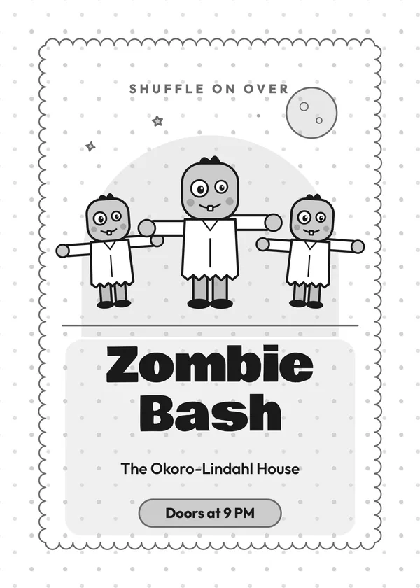 Friendly Zombies — Monster Bash & Zombies Halloween invitation