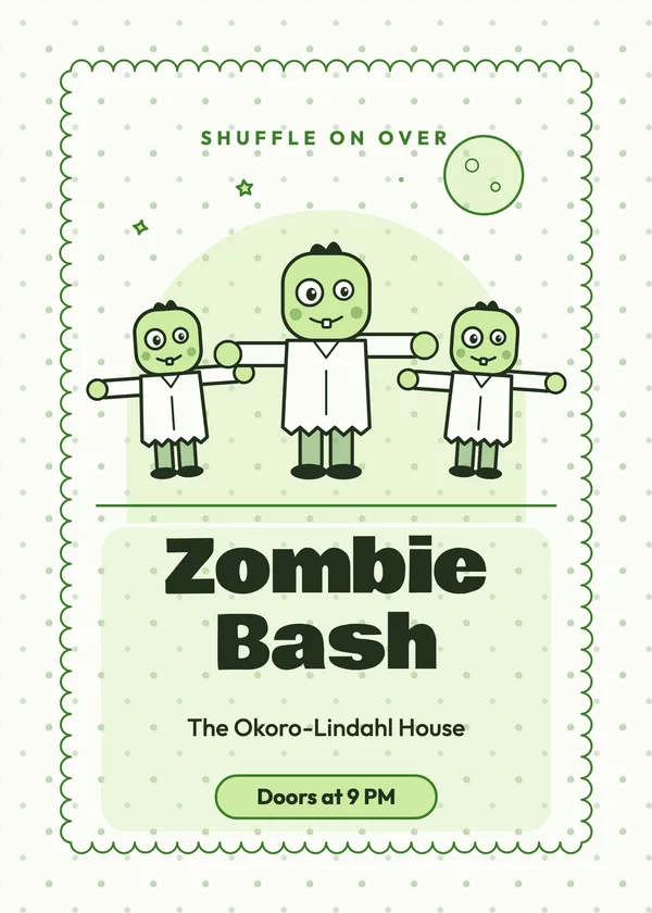 Friendly Zombies — Monster Bash & Zombies Halloween invitation