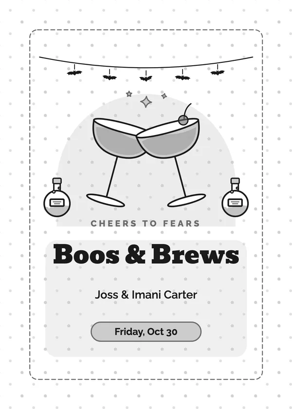 Clinking Coupes — Boos & Brews Halloween invitation