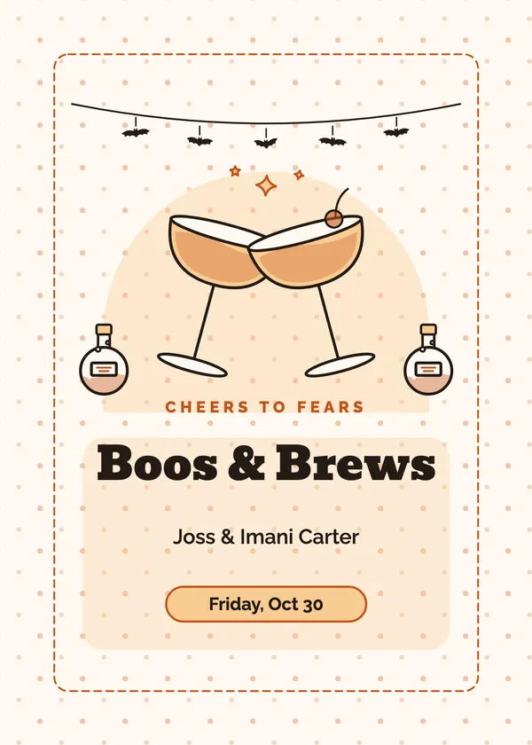 Clinking Coupes — Boos & Brews Halloween invitation