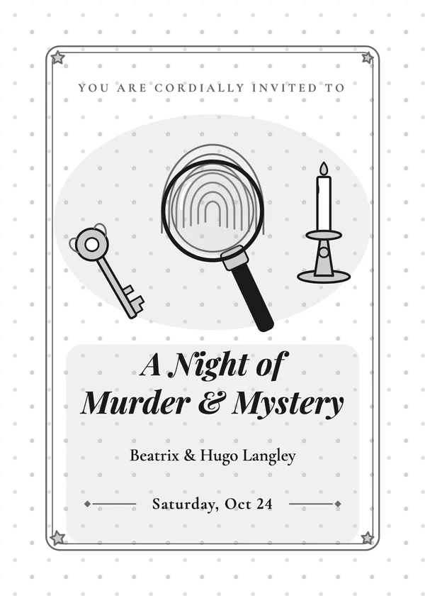 Clues — Murder Mystery Halloween invitation
