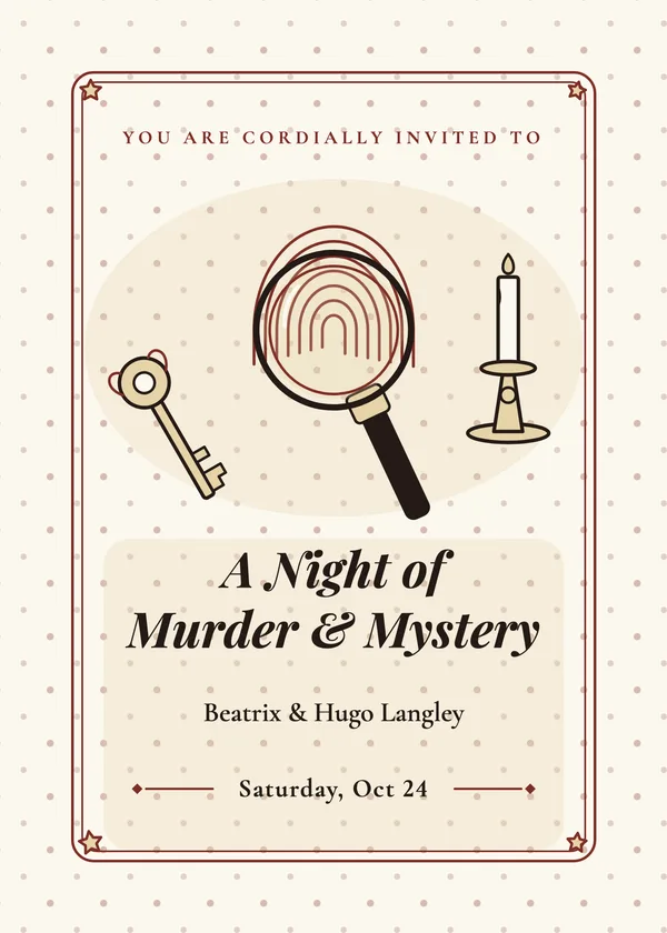 Clues — Murder Mystery Halloween invitation