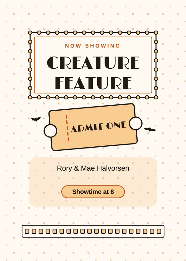 Creature Feature — Horror Movie Night Halloween invitation