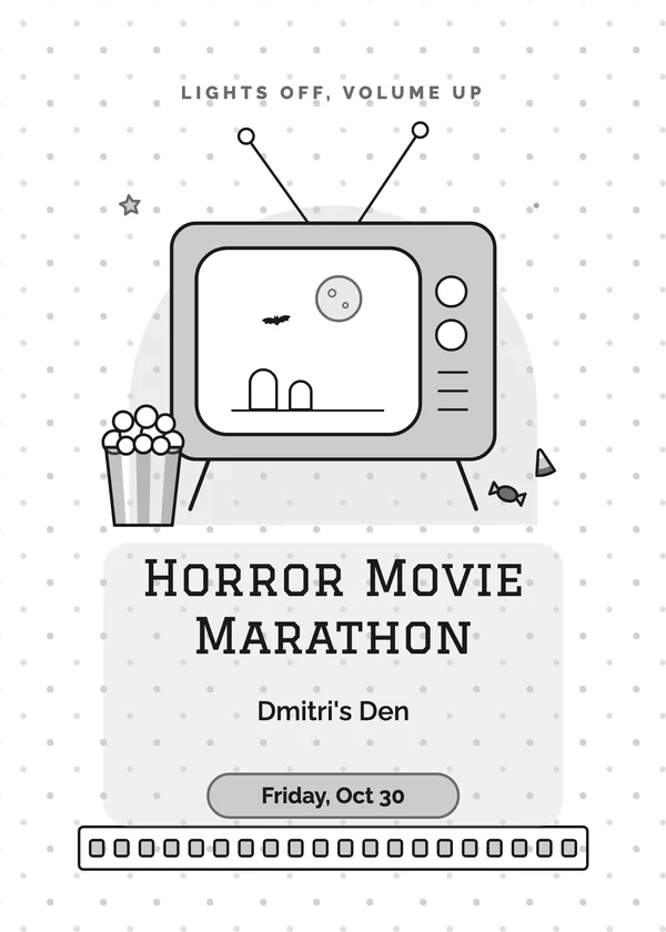 Old TV & Popcorn — Horror Movie Night Halloween invitation