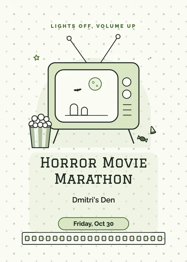 Old TV & Popcorn — Horror Movie Night Halloween invitation