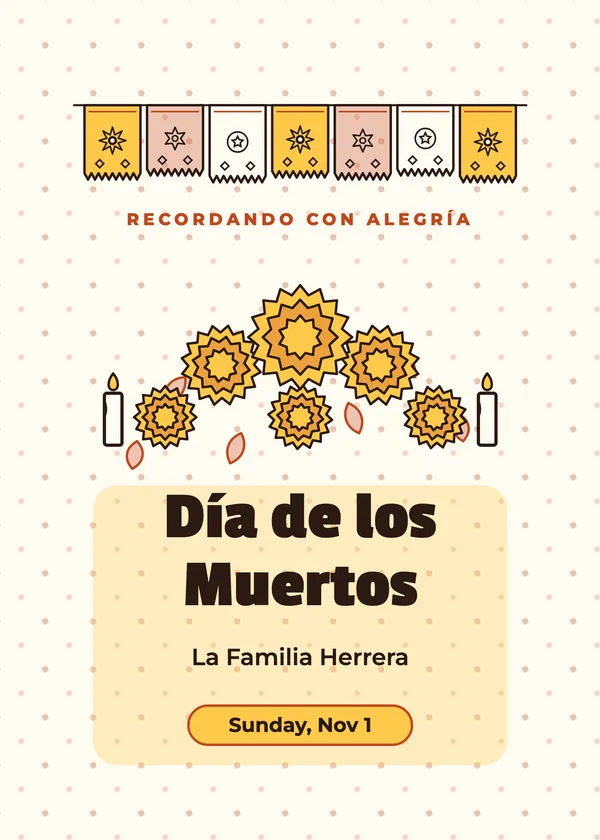Marigolds & Papel Picado — Día de los Muertos Halloween invitation