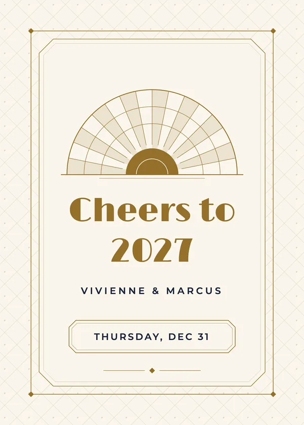 Deco Midnight — Black & Gold Gala New Year's invitation