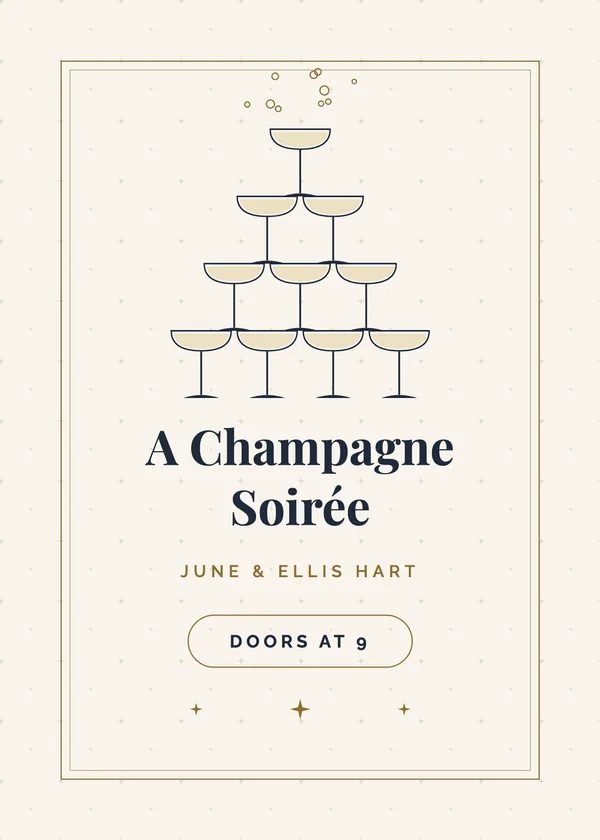 Champagne Tower — Champagne Toast New Year's invitation