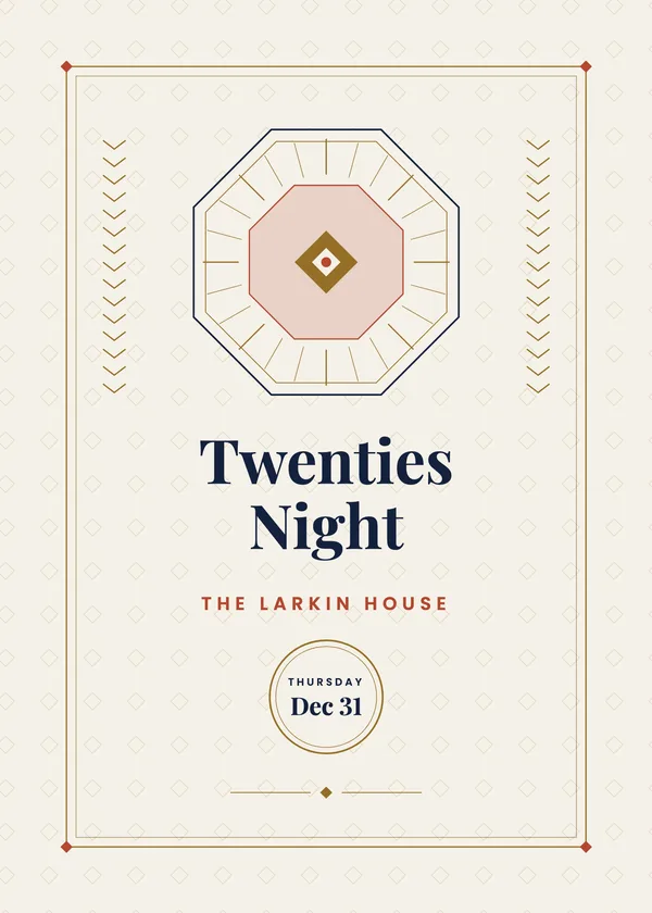 Deco Sunburst — Roaring Twenties New Year's invitation