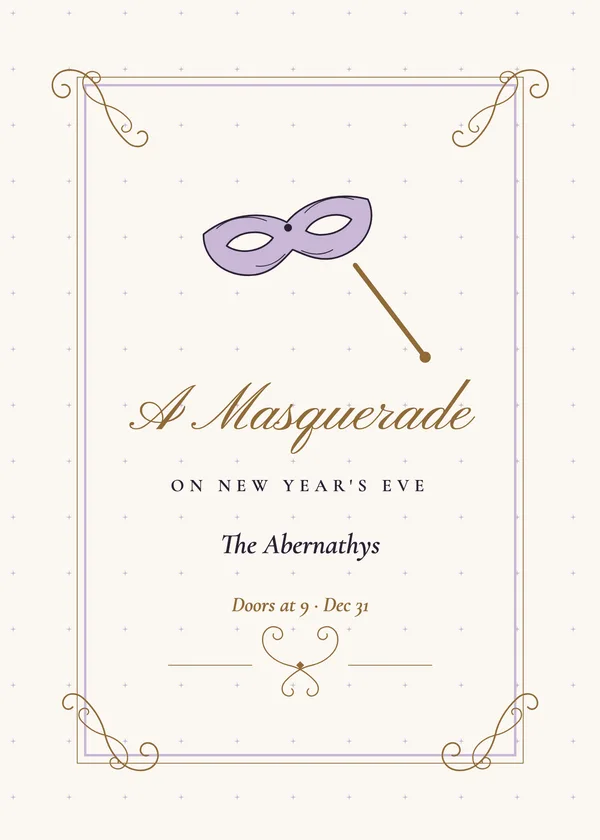 Filigree Frame — Masquerade Ball New Year's invitation