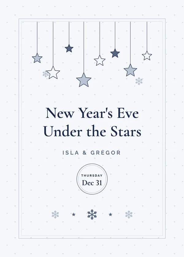Starfall — Silver & Starlight New Year's invitation