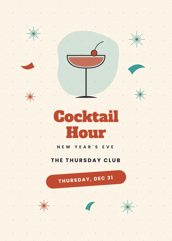 Retro Lounge — Cocktail Party New Year's invitation