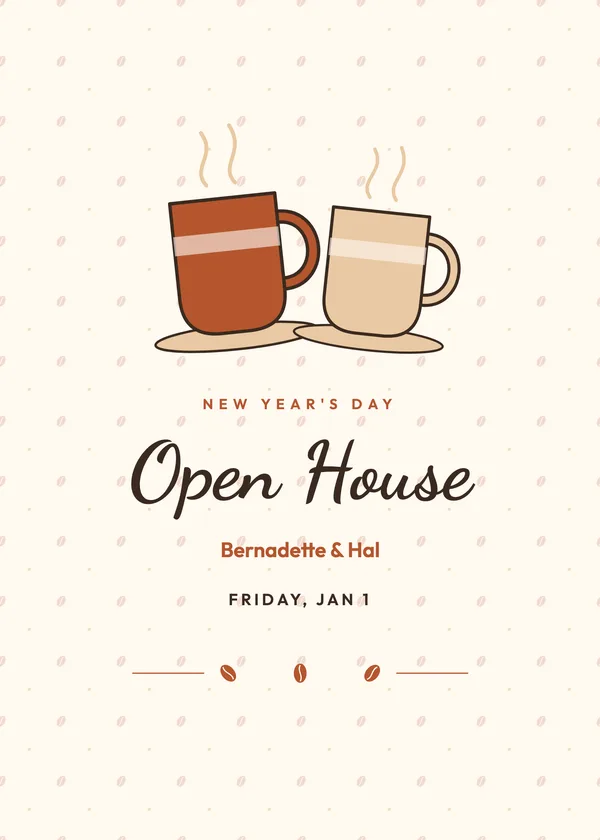 Coffee's On — New Year's Day Open House New Year's invitation