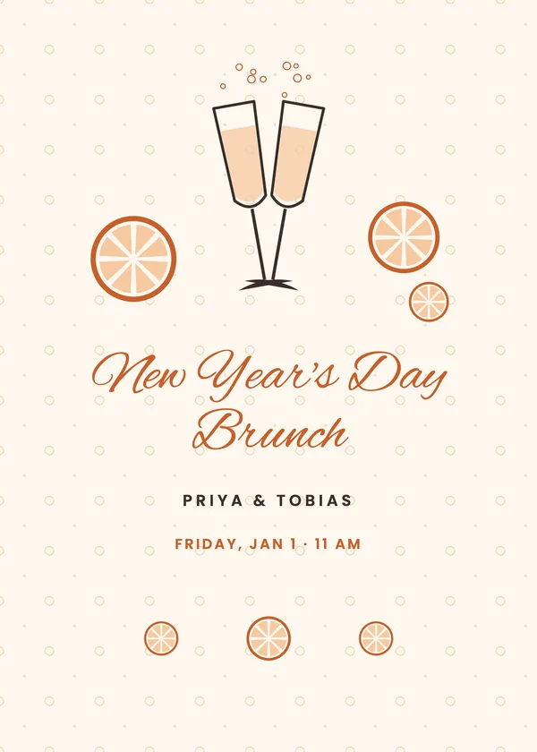 Mimosa Morning — New Year's Day Brunch New Year's invitation