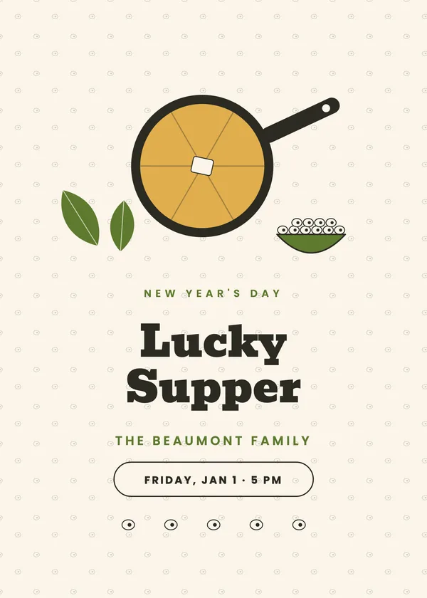 Skillet Cornbread — Lucky Supper New Year's invitation