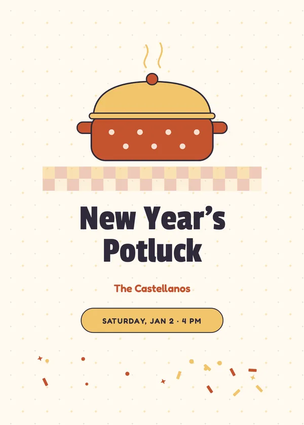 Casserole — Potluck New Year's invitation