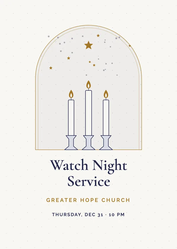 Candlelight Vigil — Watch Night & Church New Year's invitation