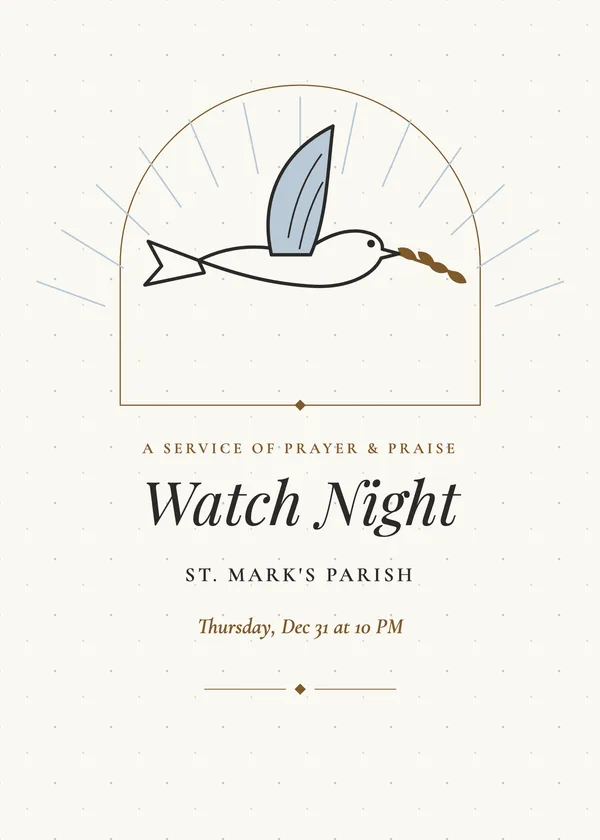 Peace Dove — Watch Night & Church New Year's invitation