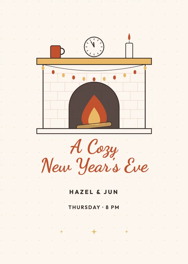 Fireside — Cozy Night In New Year's invitation