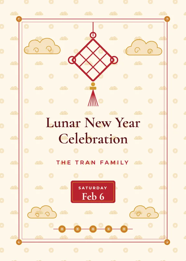 Knot & Clouds — Golden Fortune New Year's invitation