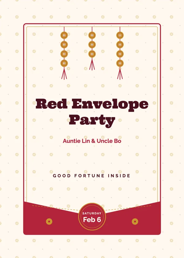 Envelope Pocket — Red Envelope New Year's invitation