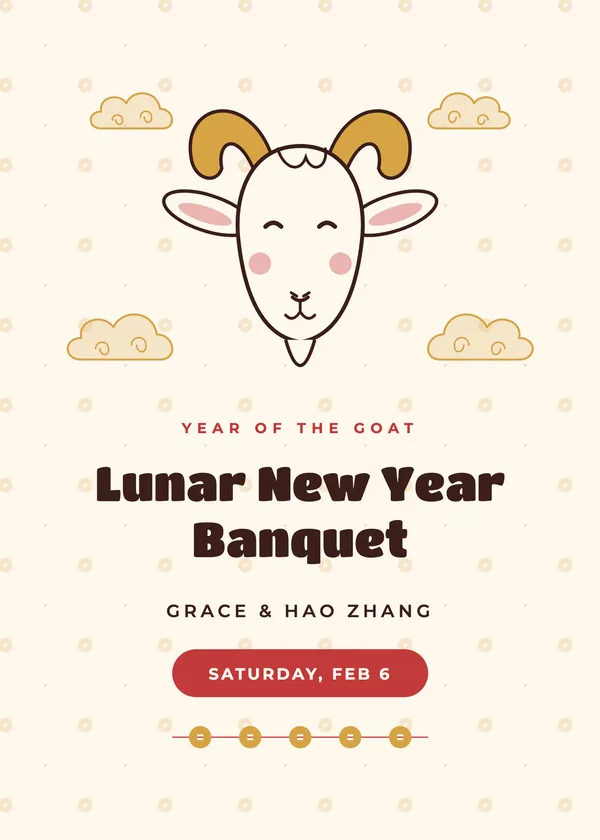 Friendly Goat — Year of the Goat New Year's invitation