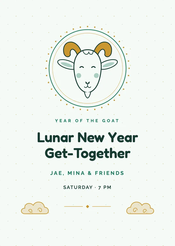 Goat Medallion — Year of the Goat New Year's invitation